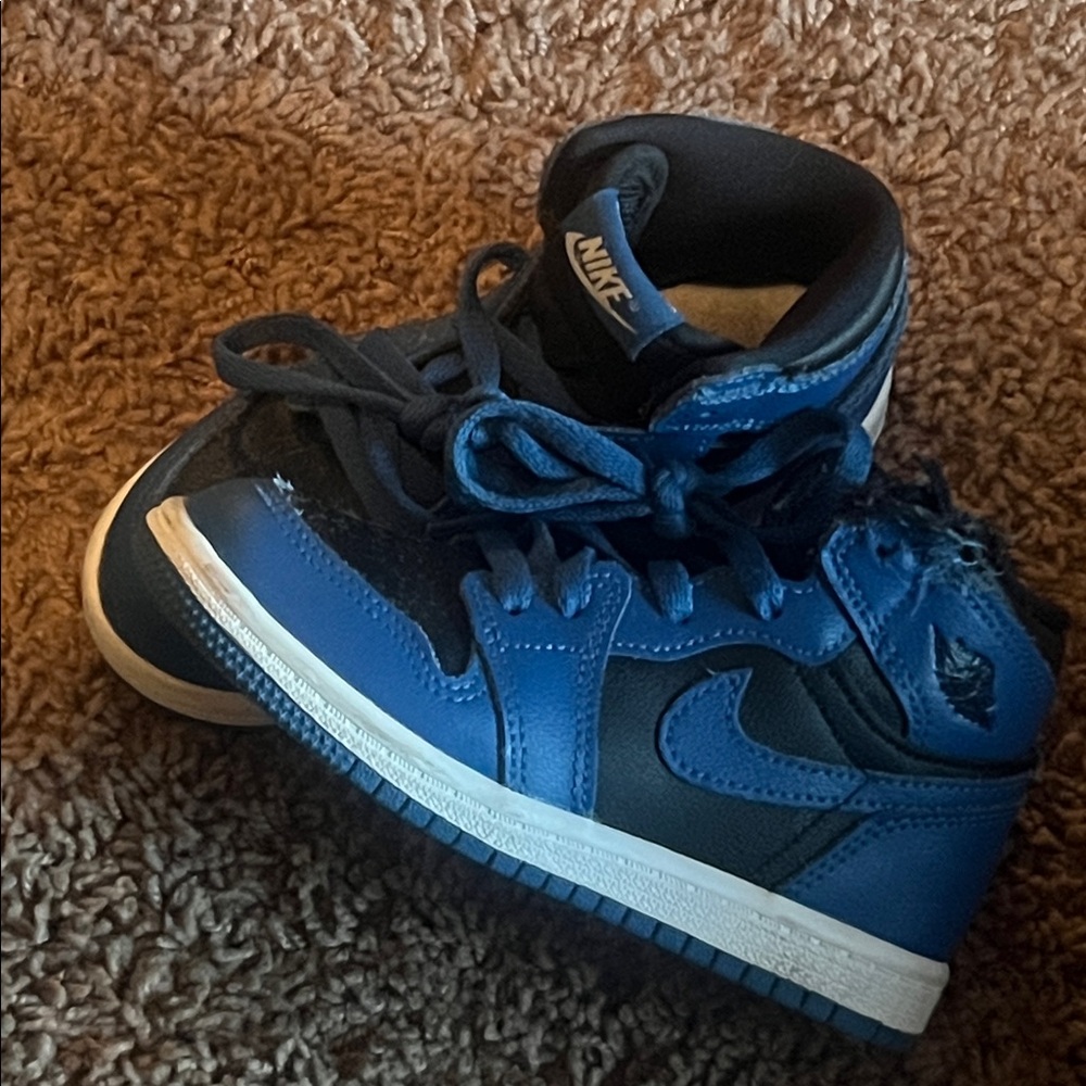 Nike Kids Black and Blue High-Top Sneakers